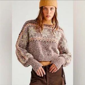 Free People Snowflake Cropped Pullover